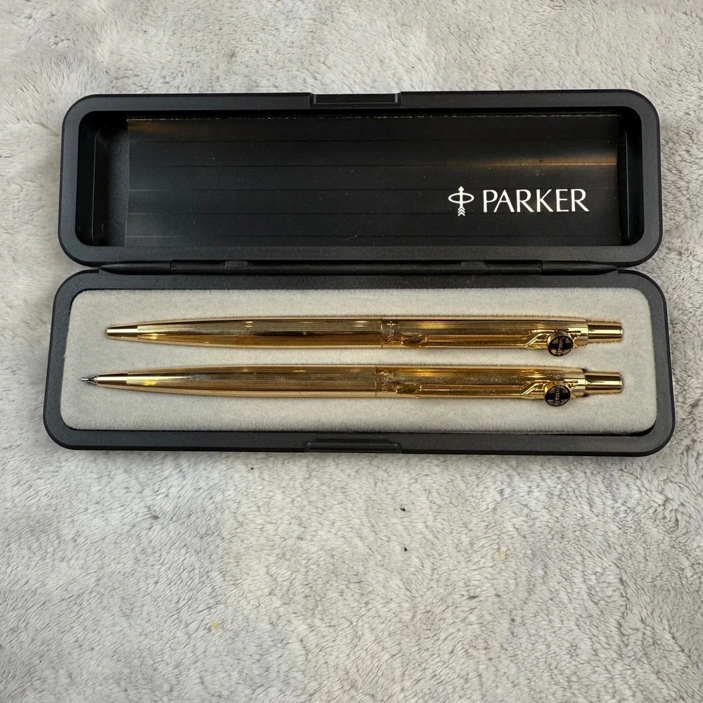 Parker Insignia 12K Gold Filled Pen Pencil Set Santa Fe Railway Logo Made in USA